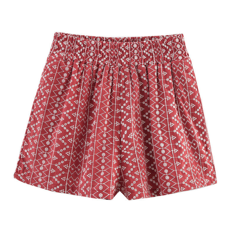 Women's Hollow Embroidered Casual Shorts
