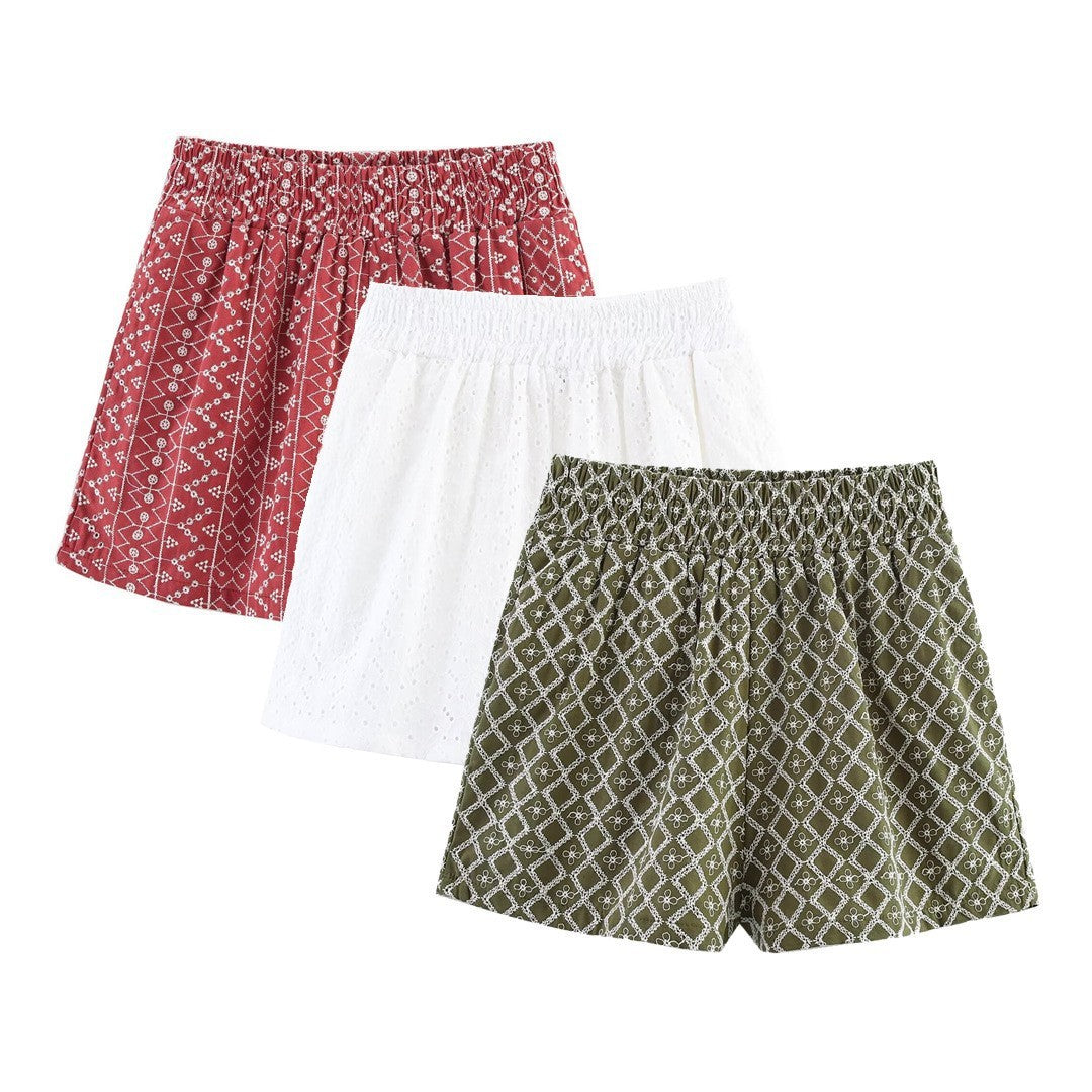 Women's Hollow Embroidered Casual Shorts