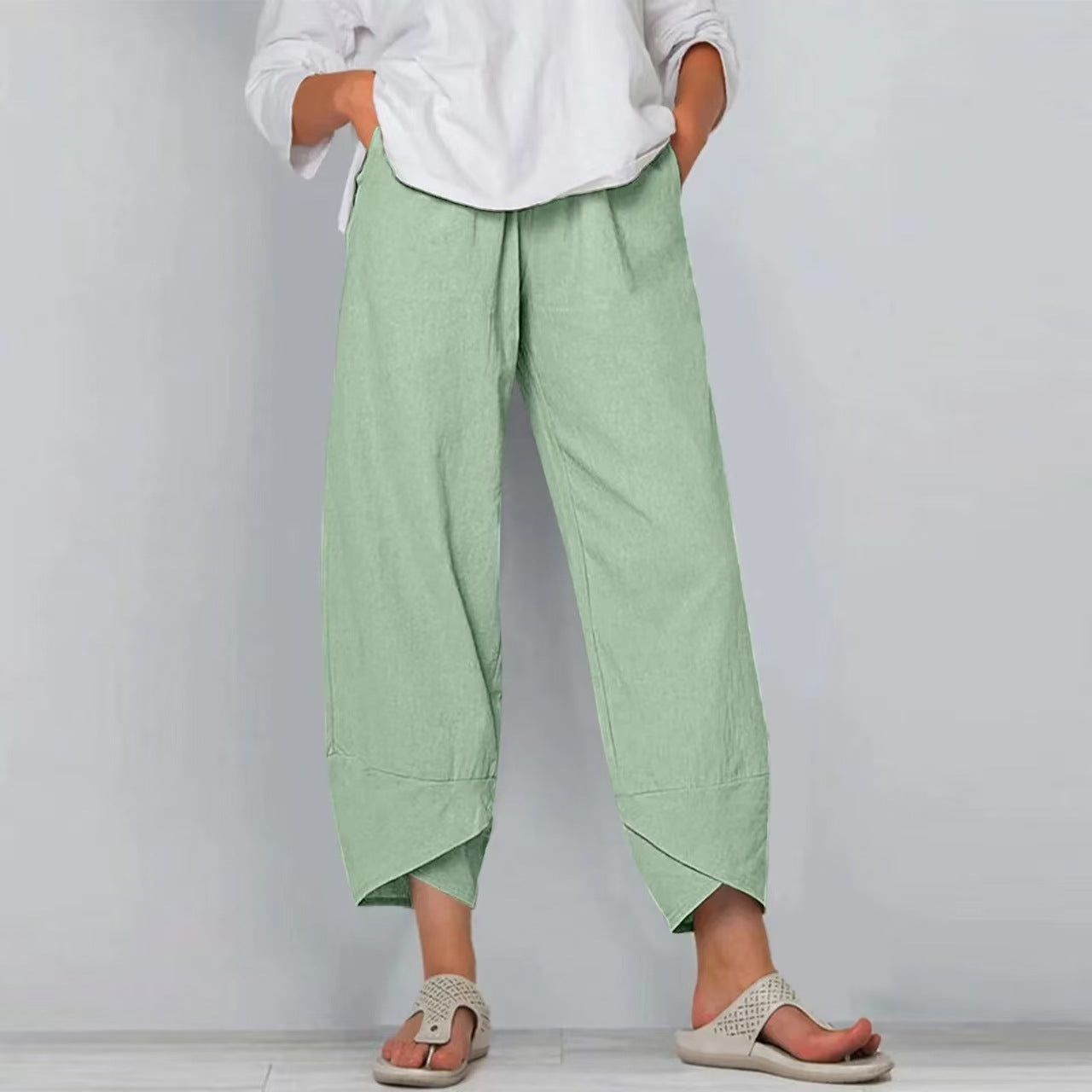 Solid Color Loose Casual Straight-leg Wide Leg Pants