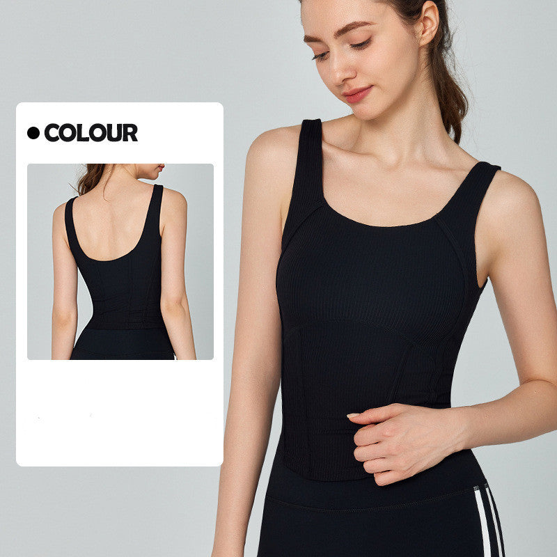 Ropa deportiva para mujer con costuras en la cintura y chaleco de yoga