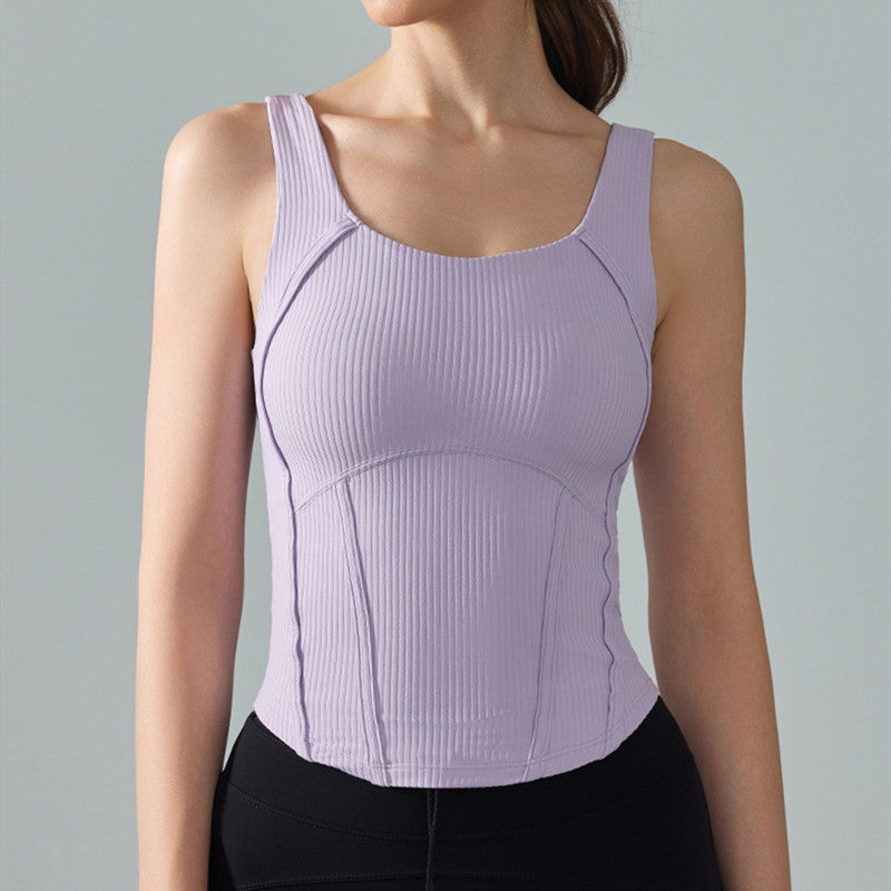 Ropa deportiva para mujer con costuras en la cintura y chaleco de yoga