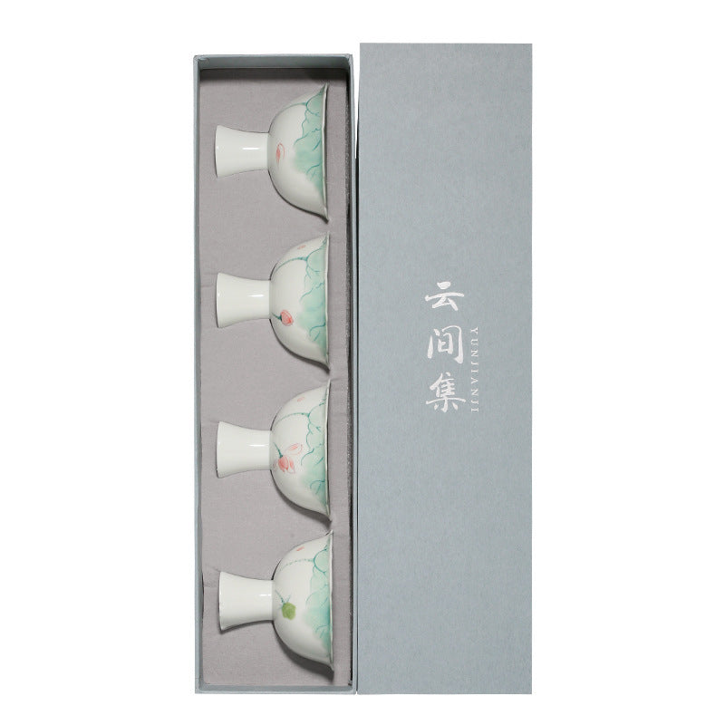 Simple Hand-painted Lotus Cup Underglaze Porcelain Tea Cup Gift Box