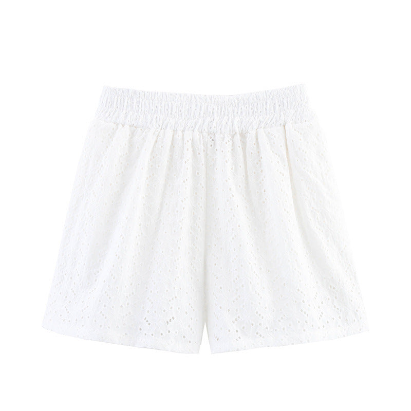 Women's Hollow Embroidered Casual Shorts