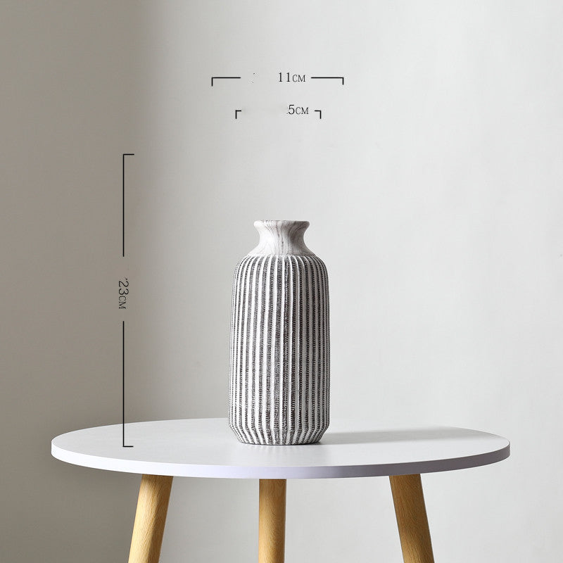 Ceramic Flower Vase  Vertical Pattern Ornaments