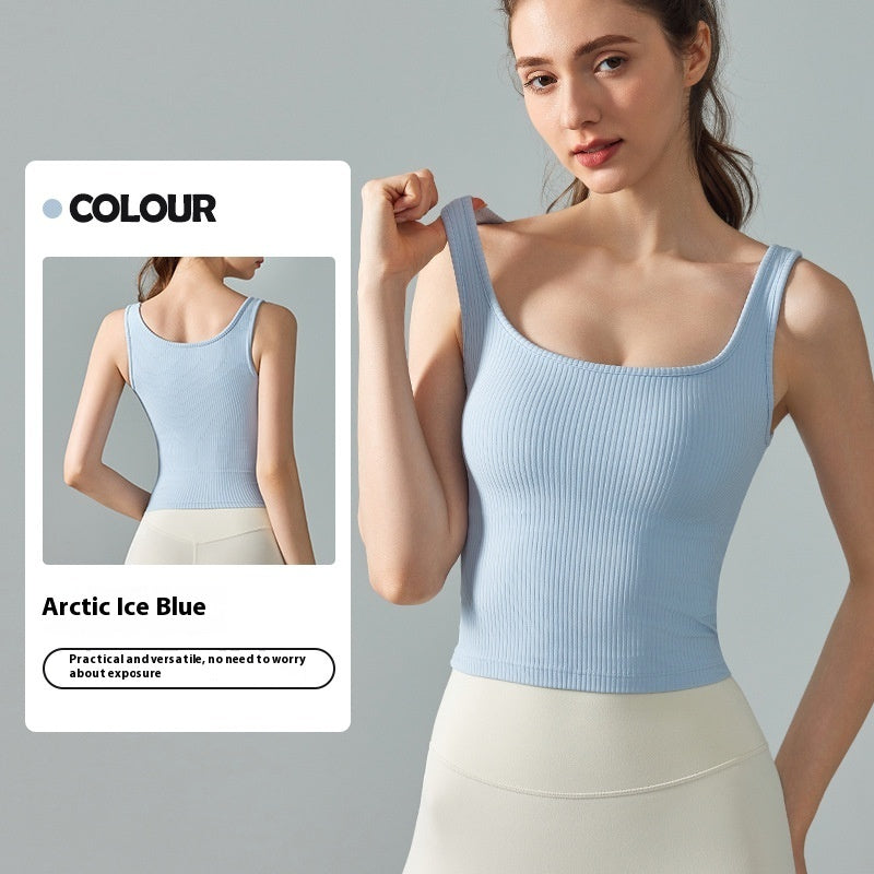 Top deportivo de yoga con hilo francés para mujer