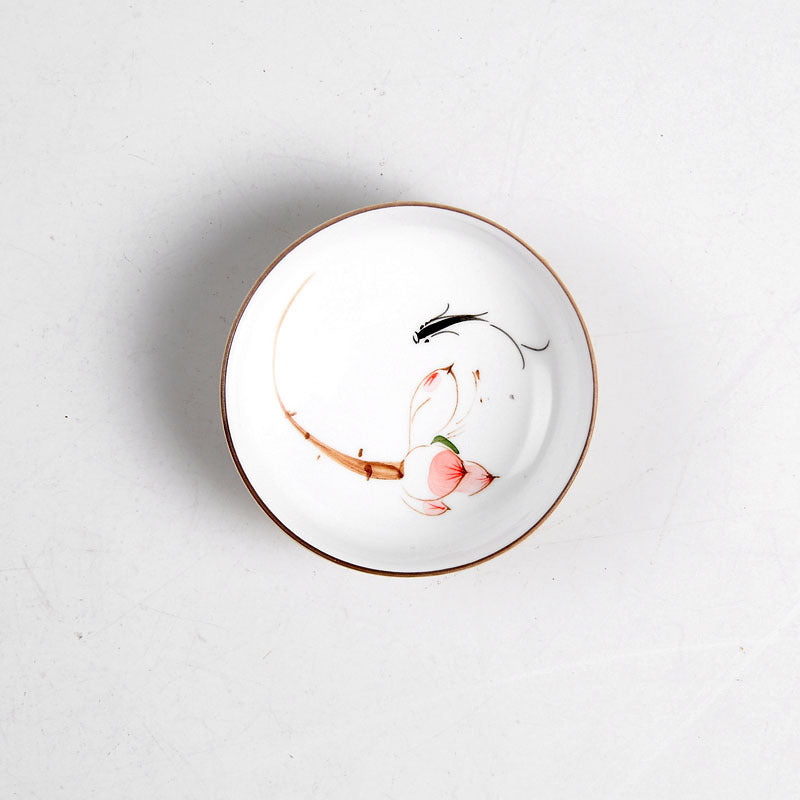 Juego de té de boca plana de gres pintado a mano