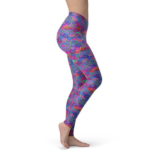 Leggings de sirena rosa y morado para mujer