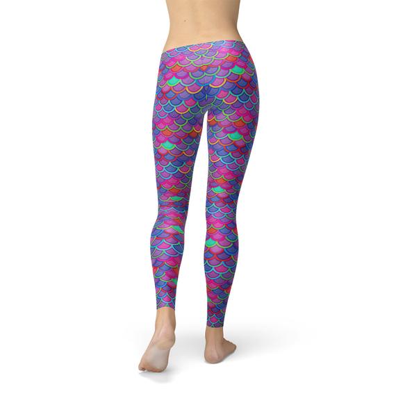 Leggings de sirena rosa y morado para mujer
