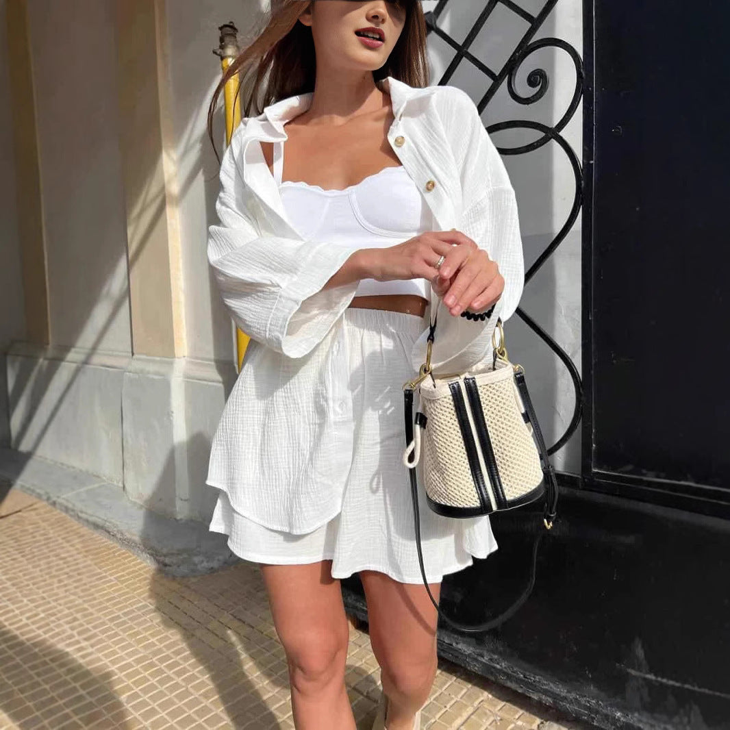 Cardigan Top & Short Two-pieces Set