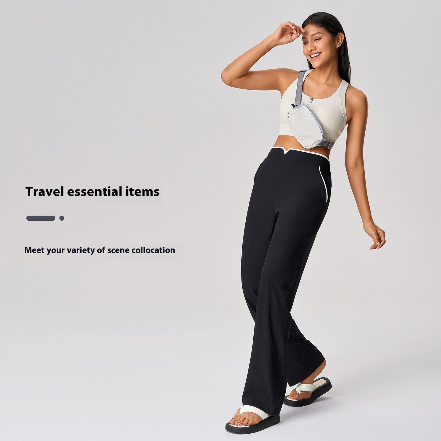 Pantalones de yoga casuales, versátiles, de cintura alta y pierna ancha