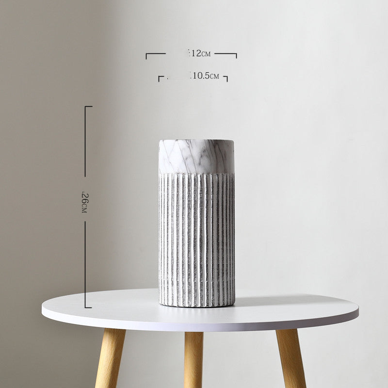 Ceramic Flower Vase  Vertical Pattern Ornaments