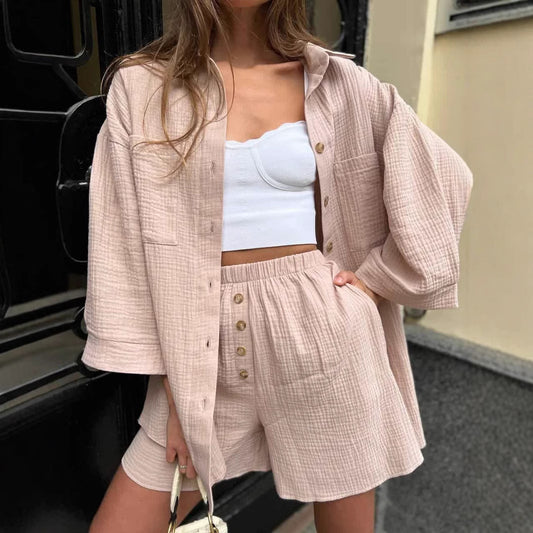 Cardigan Top & Short Two-pieces Set