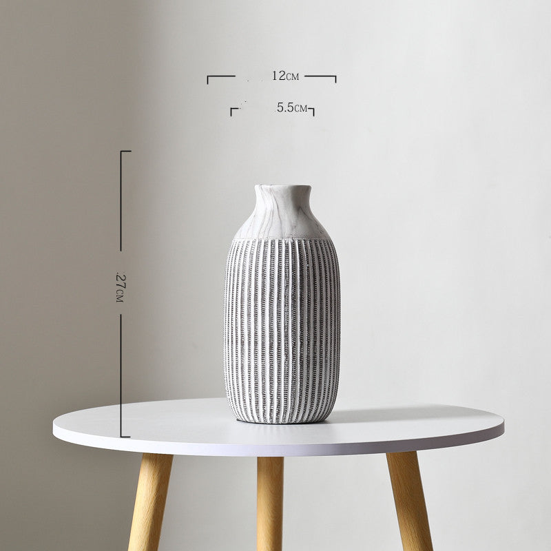 Ceramic Flower Vase  Vertical Pattern Ornaments