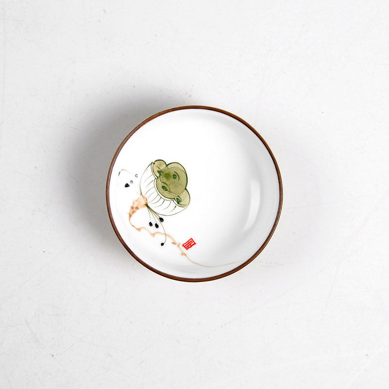 Juego de té de boca plana de gres pintado a mano