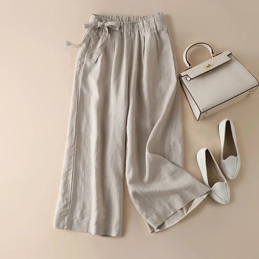 High Waist Elastic Side Lace-up Pants For Women