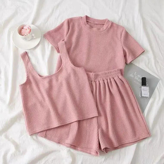 Women's Short-sleeved Three-piece Set