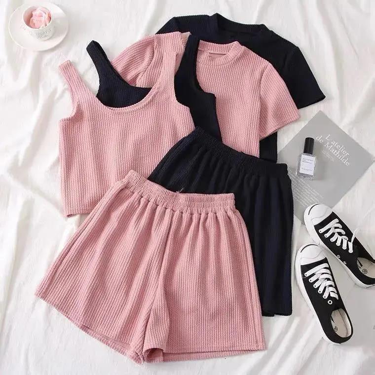 Women's Short-sleeved Three-piece Set