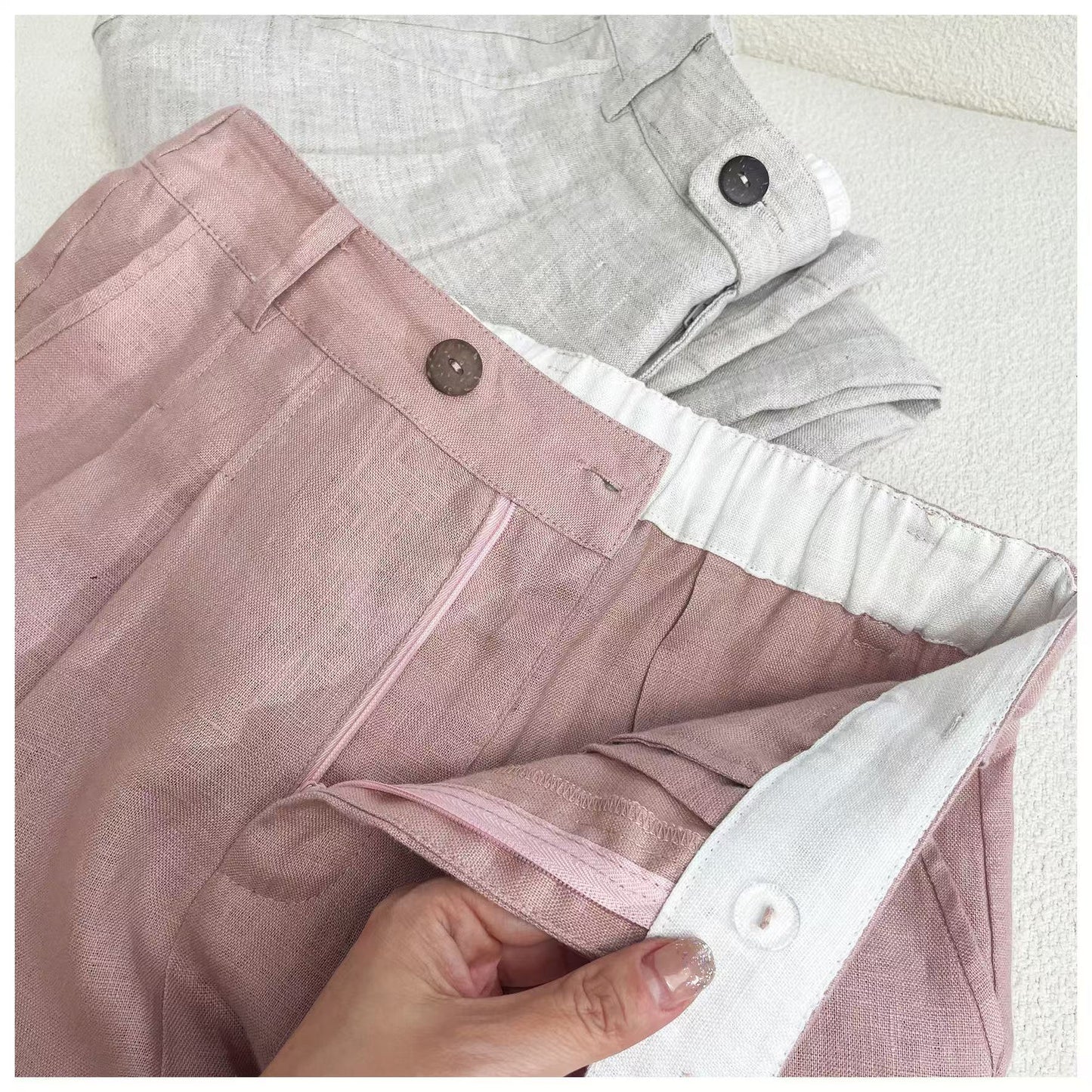 Narrow Version Wide Leg Summer Linen Straight Pants
