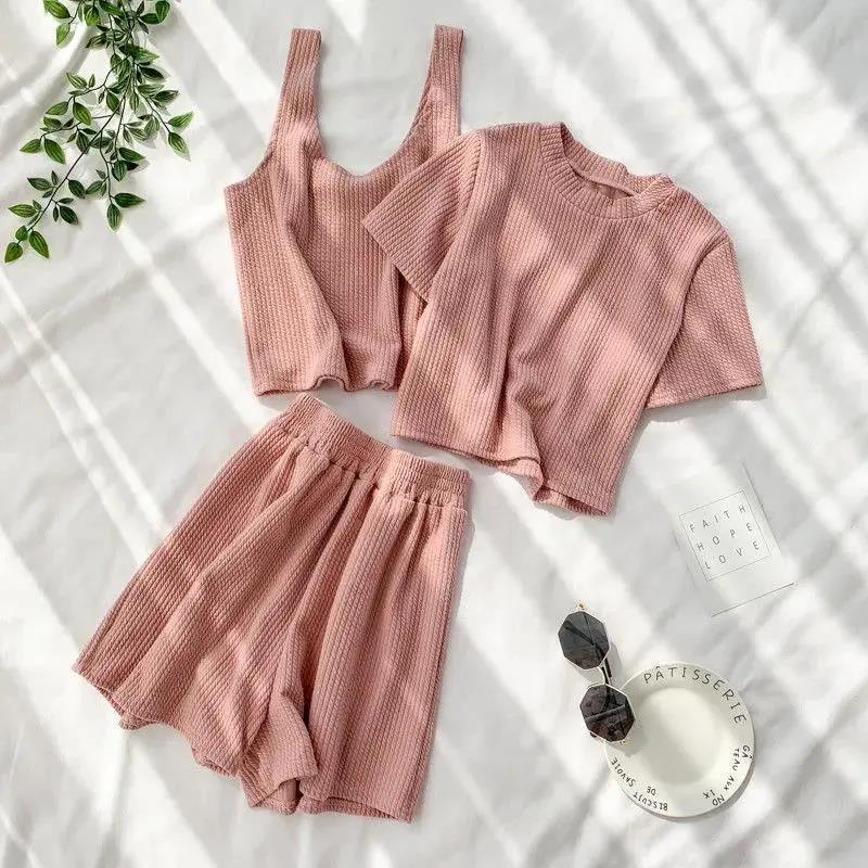 Women's Short-sleeved Three-piece Set