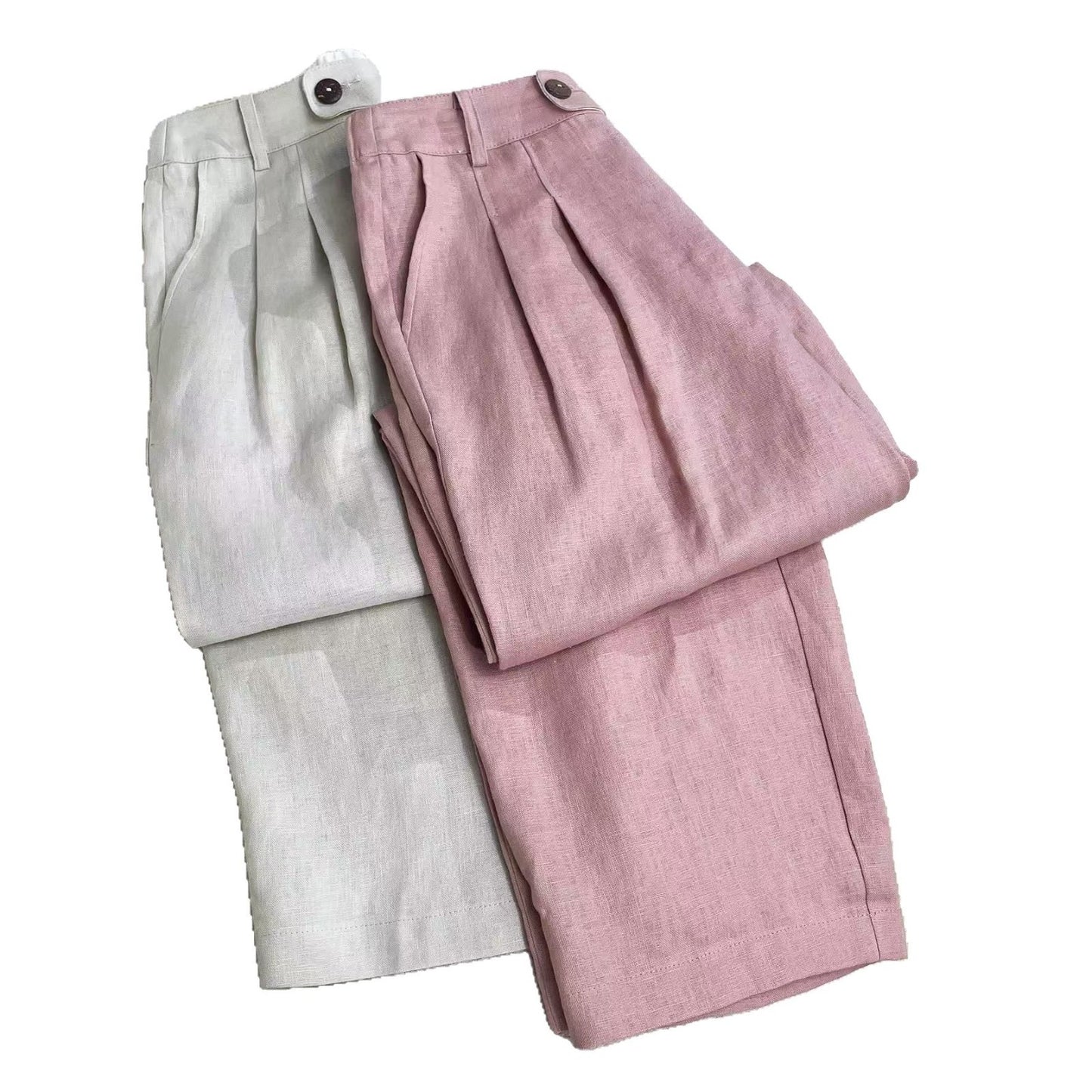 Narrow Version Wide Leg Summer Linen Straight Pants