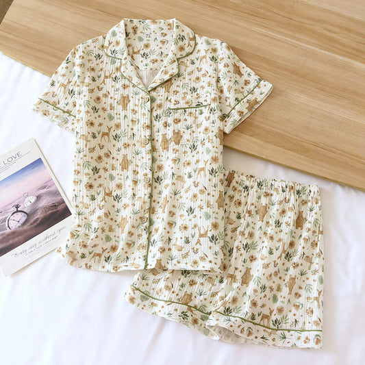 Short Sleeve Pajamas Women's Cotton Gauze