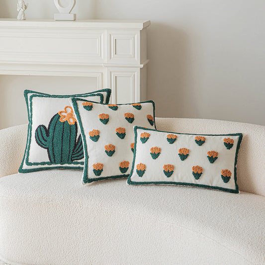 Flower Pillow Cover Simple Cactus Tufted Pillow