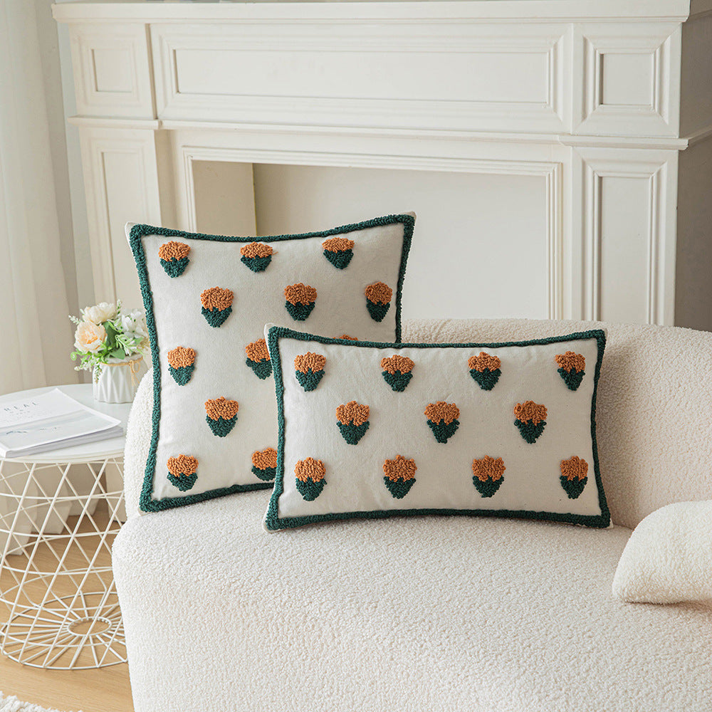 Flower Pillow Cover Simple Cactus Tufted Pillow