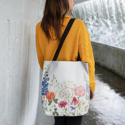 Double Sided Spring Floral Print Tote Bag