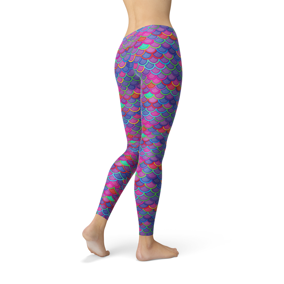 Womens Pink Purple Mermaid Leggings