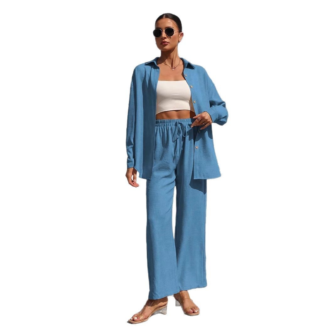 Fashion Plus Size Women's Casual Long Sleeve Cardigan Two-piece Set