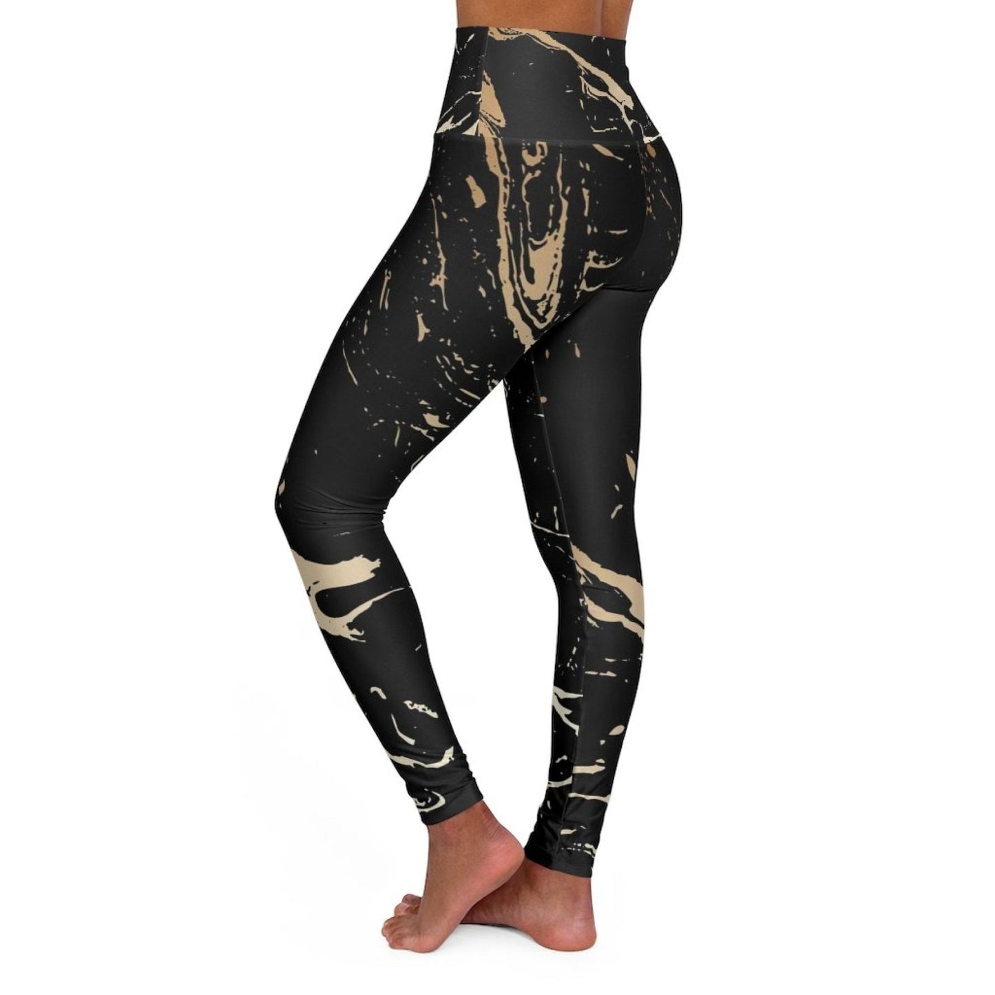 Black & Gold High Waisted Yoga Pants